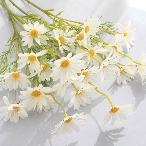 Fleur Artificielle - Marguerite Simulée - Tige Flexible 40 Cm - Décoration Intérieure Mariage Fête Maison - Lot De 5