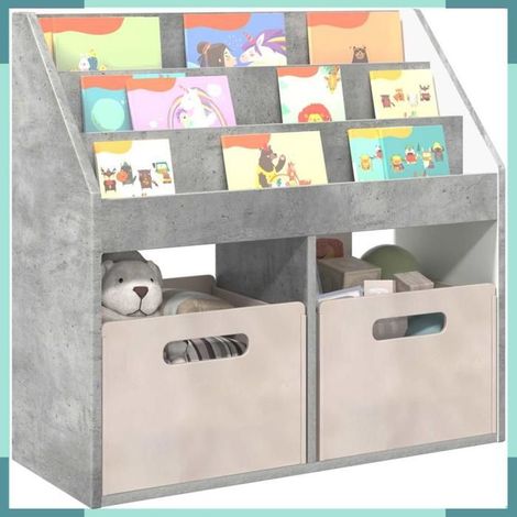 892382 Bibliothèque pour enfants Gris béton 72,5 x 29,5 x 69 cm (1/5)