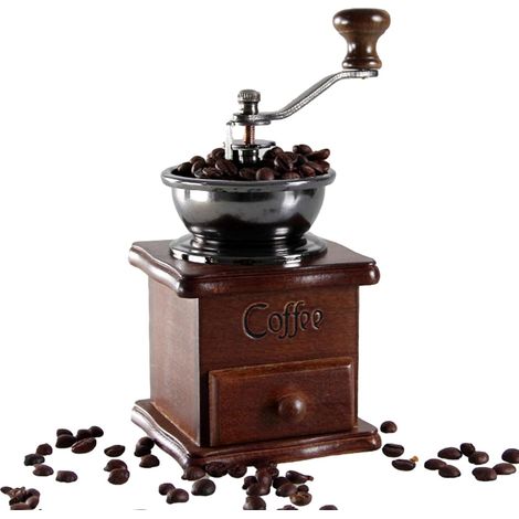 Kaffeemühle Handbetriebene Kaffeemühle aus Holz klassisches