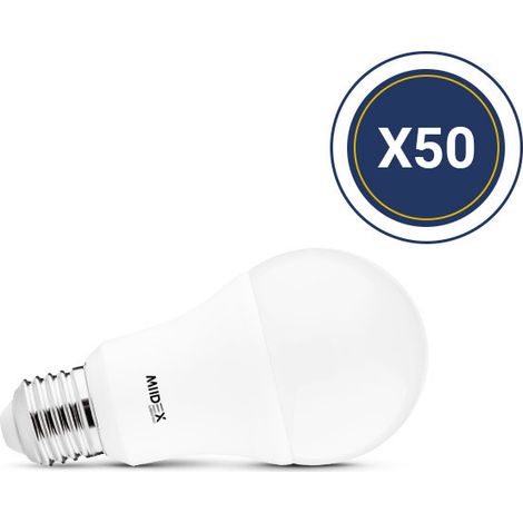 Pack de 50 Ampoules LED E27 13W Bulb A60 Miidex Lighting® blanc-neutre-4000k - non-dimmable (1/2)
