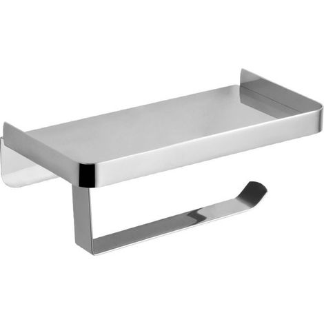 Porte-papier hygiénique, support de rangement pour téléphone portable, boîte à mouchoirs en acier inoxydable, sans perforation (1/5)