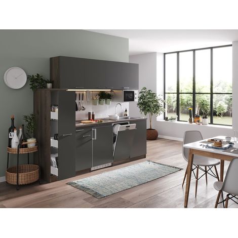 Cuisine Kitchenette Chêne York Gris Oliver 225 cm Respekta