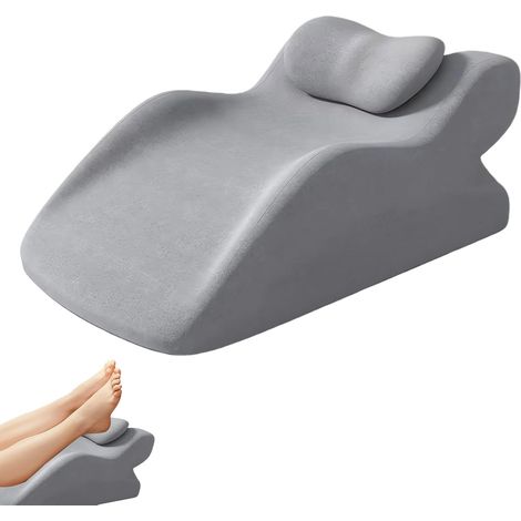 Coussin Surélévation Jambes - 1 Pièce - Mousse Mémoire Forme - Angle 22° - Circulation Sanguine - Salon Chambre - 60x36x24cm Gris (1/5)