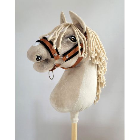 Cavezza regolabile per cavalli Hobby Horse A3 rossa con pelliccia nera (1/2)
