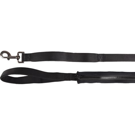 Laisse KAYGA noir avec petit rangement 1.60 m x 25 mm pour chien - Flamingo (1/4)