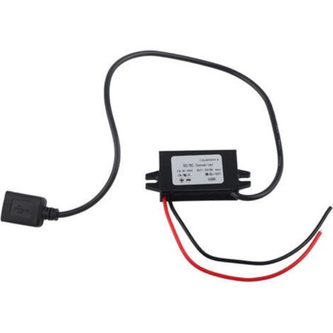 Eosnow,1pc DC-DC Buck Adaptateur 12V/24V vers USB 5V 3A Convertisseur Régulateur Câble Fils