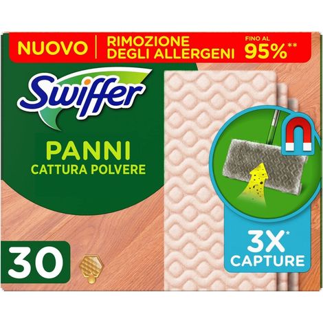 Swiffer Dust Trapper Cloths, 30 Microfibre Parquet Cloths, Dust and Dirt Catch Cloths, Great for Beeswax Floors and Animal Hair, Up to 95% Less Allergens (1/4)
