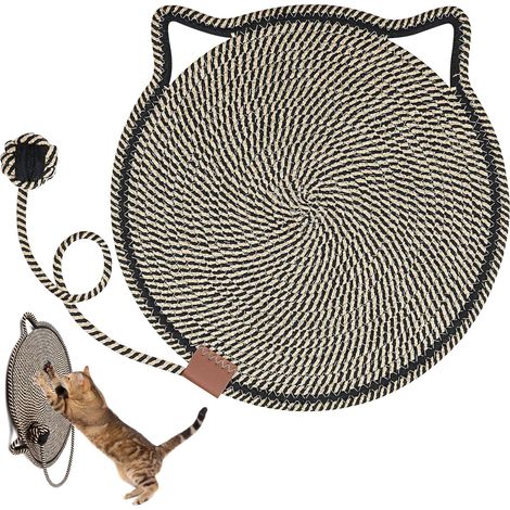 Tapis à griffer pour chat 2025, 43 x 43 cm, corde en coton naturel, rond, horizontal, double surface à griffer (16,9 pouces), protection durable, pour sol, mur, canapé, moquette, sofa (marron) (1/5)