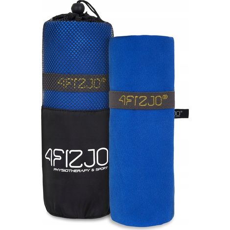 Toalla deportiva de microfibra 4FIZJO, 180 x 100 cm, grande, azul.