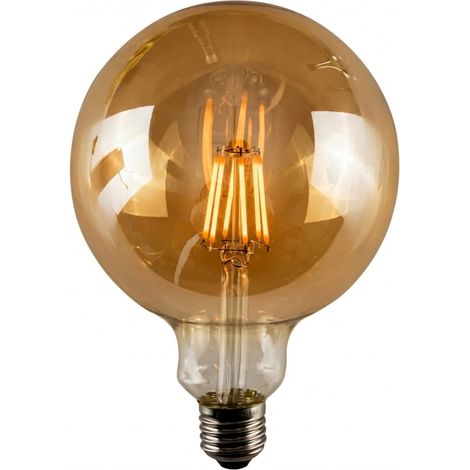 vintage Edison Ampoule 8W – Grande cage d'écureuil Globe 125 mm E27 BC à intensité variable UK Stock (G125 8W), blanc chaud, E27 240V (1/5)