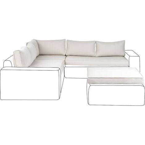 Ensemble de Housses de Coussins d'Extérieur en Tissu pour Siège et Dossier de Canapé Beige Palermo