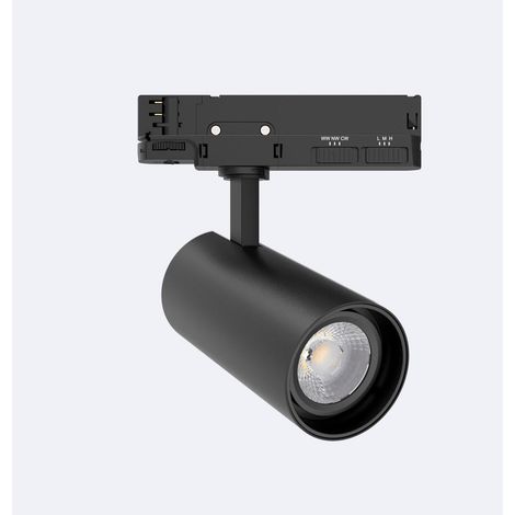 Foco Carril LED Trifásico 30W Fasano Regulable Negro 3500K Blanco Cálido