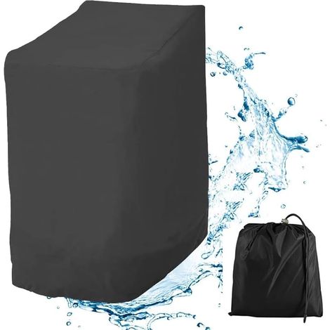 210D Oxford Housse pour Chaise de Jardin Empilables pour 6 chaises, 114x85x65cm Housse de Protection pour Chaises de Jardin avec Corde Réglable, Antipoussière, Anti -UV (1/5)