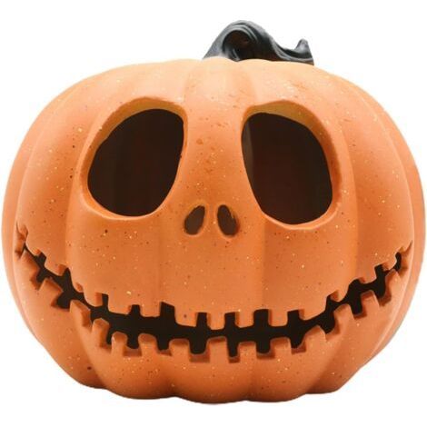 Lanterne citrouille lumineuse en plastique à LED pour décoration d'Halloween (piles non incluses) - Orange (1/5)