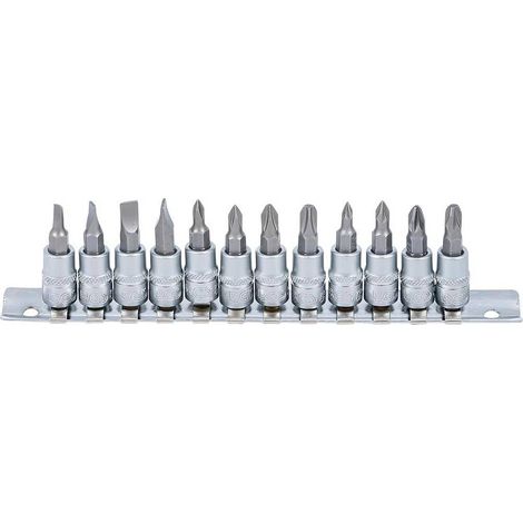 Jeu de Douilles et Embouts 6,3 mm (1/4) - 12 pcs Fente, Cruciforme PH/PZ - Polyvalence et Précision - D-Work (1/5)