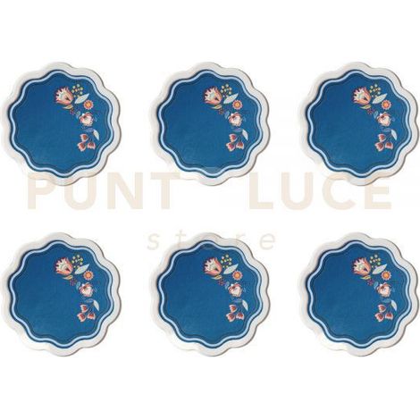 SET 6 SOTTOBICCHIERI ARMONIA IN CRISTALLO ACRILICO E ECOPELLE COLORE OTTANIO