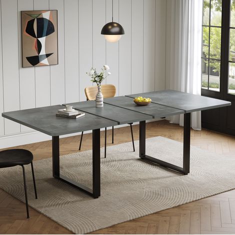 Tavolo allungabile in MDF 140-180-220 x 80 cm grigio, 6-10 posti (1/5)