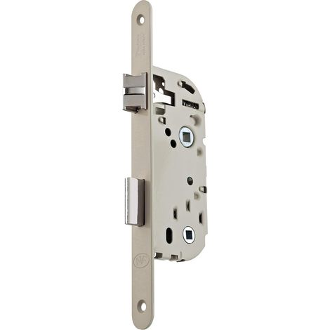 Vachette Serrure a Encastrer a Condamnation Certifiee NF niveau 2, Axe a 40mm, Coffre 135mm - D23 - Reversible sans demontage, Tetiere bouts ronds Verrouillage 1 tour - Porte Salle de bain, WC - Blanc (1/5)