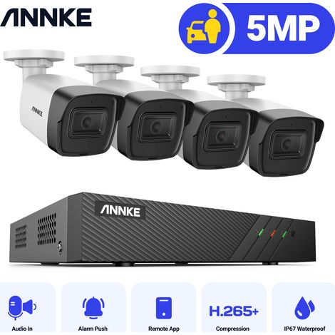 ANNKE 5MP PoE Überwachungskamera Set Außenbereich Nachtsicht Audio, Bewegungserkennung 4x5MP IP Kameras, 0TB (1/5)