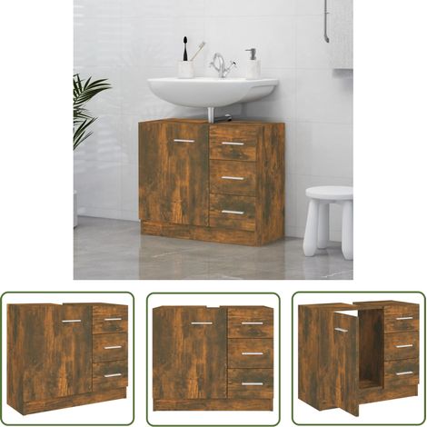 Maison Exclusive Waschbeckenschrank Räuchereiche 63x30x54 cm (1/5)