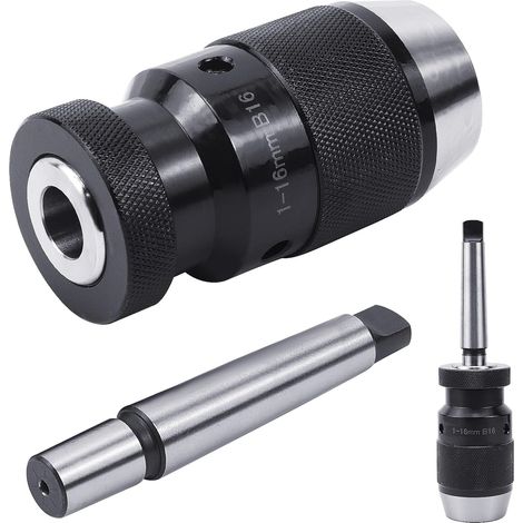 1 Mandrin auto-centreur B16 1-16 mm, cône MK2, acier synthétique, pour perceuse, tour, fraiseuse (1/5)