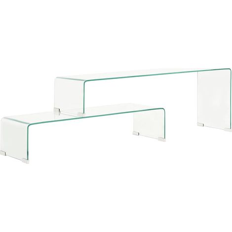 284728 vidaXL 2 Piece Coffee Table Set 90x30x20/110x30x40 cm Tempered Glass (1/5)
