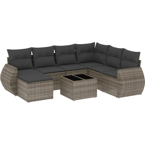 Maison Exclusive - 8-tlg. Garten-Sofagarnitur mit Kissen Grau Pol
