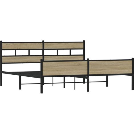 Metal Bed Frame without Mattress Sonoma Oak 200x200 cm vidaXL (1/4)