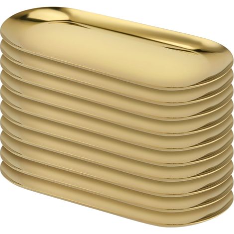 Lot de 10 Plateaux, Acier inoxydable, Doré, 23x9 cm, Miroir, Rangement, Bijoux, Cosmétiques, Salle de bain (1/5)