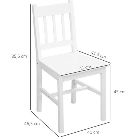 4er-Set Esszimmerstühle Küchenstühle Stühle, Massivholz, 41 cm x 46,5 cm x 85,5 cm, Weiß