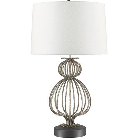 Lampada da tavolo, lampada laterale, lampada da soggiorno, acciaio, crema, argento, H 72,4 cm (1/2)