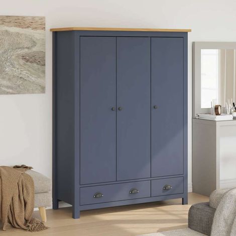 vidaXL Garde-robe à 3 portes Hill Gris 127x50x170 cm Pin solide (1/5)