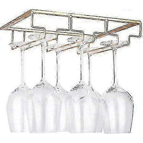 Weinglasregal – Unterbau-Weinglashalter, Stielglasaufbewahrung, Metall-Organizer für Bar und Küche, Schwarz Gold 3 Reihen, 1 Packung (1/4)