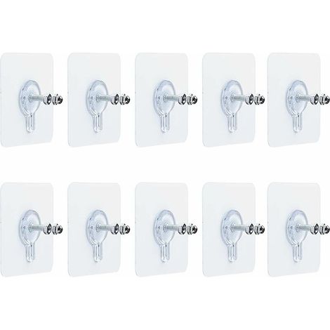 10 pièces 6 x 6 cm vis murales adhésives clous de suspension auto-adhésifs pour suspendre des vis adhésives crochets de montage mural pour cuisine sa (1/5)