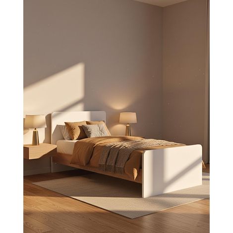 Letto easy con fascioni e pediera - Letto singolo 87 x 197 - Testiera e pediera Bianco, fascioni virginia - Rete e materasso esclusi (1/4)