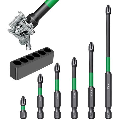 Magnetische Schraubendreher-Bits Kreuzschlitz-Magnetkopf-Set Rutschfestes Schraubendreherbits-Kit Für Haushalt, Sanitär, Automobilindustrie, Bau, Tischlerei, , Holzarbeiten, Gebäude (1/5)