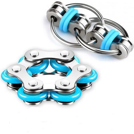 Chaîne de vélo Fidget Toys Ensemble de jouets à six rouleaux et chaîne à clé pour TDAH, TDAH, autisme, soulagement de l'anxiété pour adultes et adolescents (1/5)
