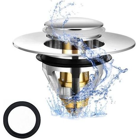 Bouchon de Lavabo, Pop-Up Universel avec Flitre Cheveux de Vidange Anti-Odeur Anti-Bloqué, Acier Inoxydable Bonde pour Baignoire d'Évier de Cuisine, Bonde de Lavabo Acier Inoxydable (1pcs, 34-38 mm) (1/5)