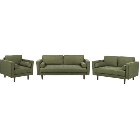 Living Room Set 6 Seater NURMO Fabric Dark Green (1/5)