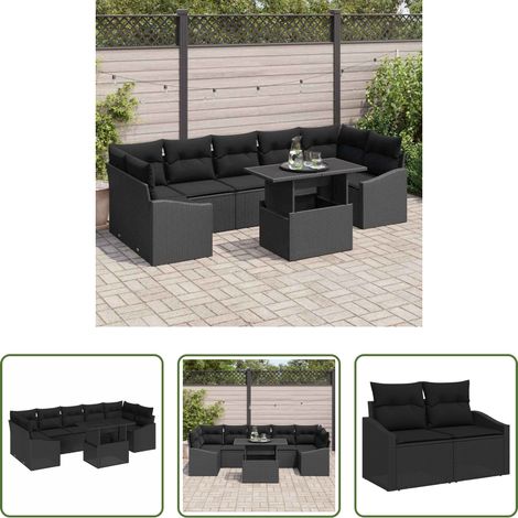 Poly Rattan -  Garten-Sofa-Set mit Speicher 8 pcs Schwarz Poly Rattan (1/5)