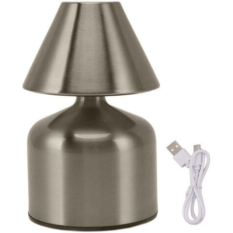 3W Stepless Dimming Touch Desk Lamp 1800mAh Wireless 3 Colors Rechargeable Bar Bedside Lamp Silver (1/5)