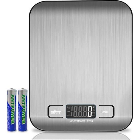 Digital Kitchen Scales, Professional 10kg Digital Scales - Precise Measurement Up to 1g, Electronic Kitchen Scales with LCD Display, Tare Function. (Silver) (1/5)