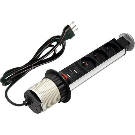 Multipresa Intellinet da Scrivania 3 vie Push-Up a Scomparsa con 2 usb (1/5)