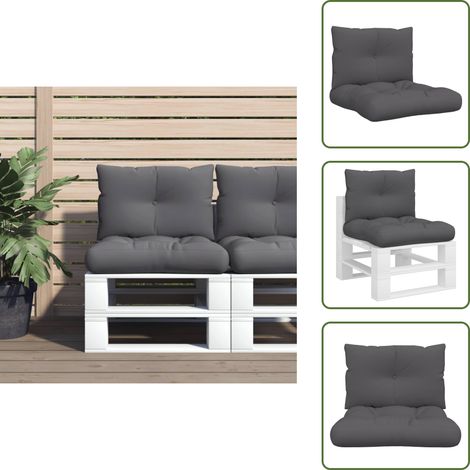 vidaXL Coussins de palette lot de 2 anthracite tissu (1/5)