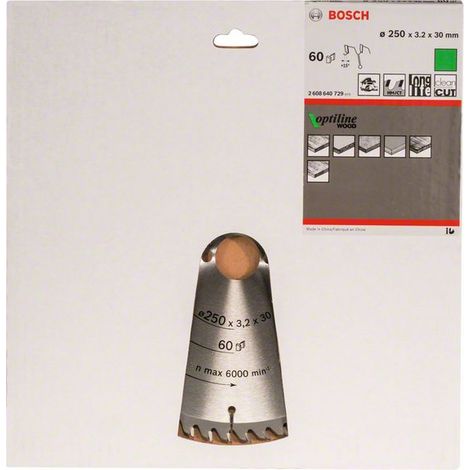 Bosch PRO Wood Kreissägeblatt, 250 x 3,2 x 30 mm, T60 (1/2)