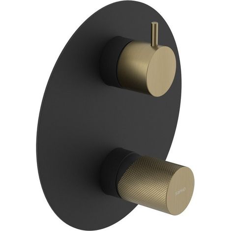 Mitigeur de douche à encastrer ULTRATAP, 2 voies, interrupteur rotatif, noir mat/or mat
