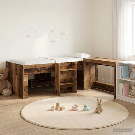 Letto alto per bambini con scrivania Legno antico 90 x 190 cm vidaXL (1/5)