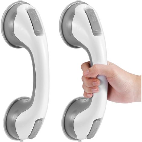 Deux barres d'appui de sécurité pour salle de bain avec ventouses puissantes, adaptées aux chaises et tabourets de douche, idéales pour les personnes à mobilité réduite
