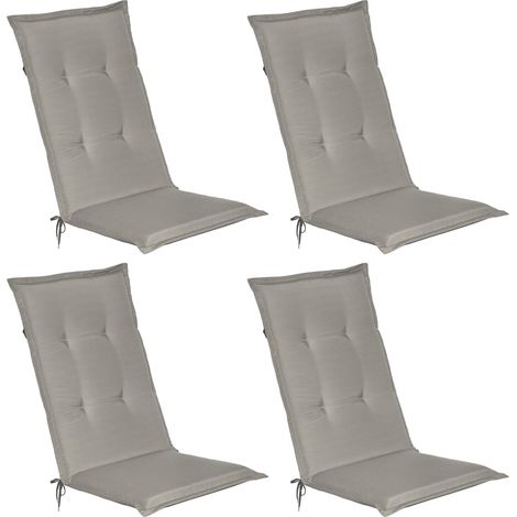 Beautissu 4er Set Hochlehner Auflagen Loft HL 120x50x6cm Hellgrau