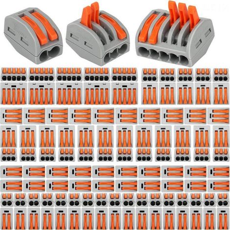 Connecteurs de fil compacts 110 pièces, blocs de connecteurs électriques, pince 55 pièces 2 ports/45 pinces 3 ports/10 pièces pince 5 ports (110pcs) (1/5)